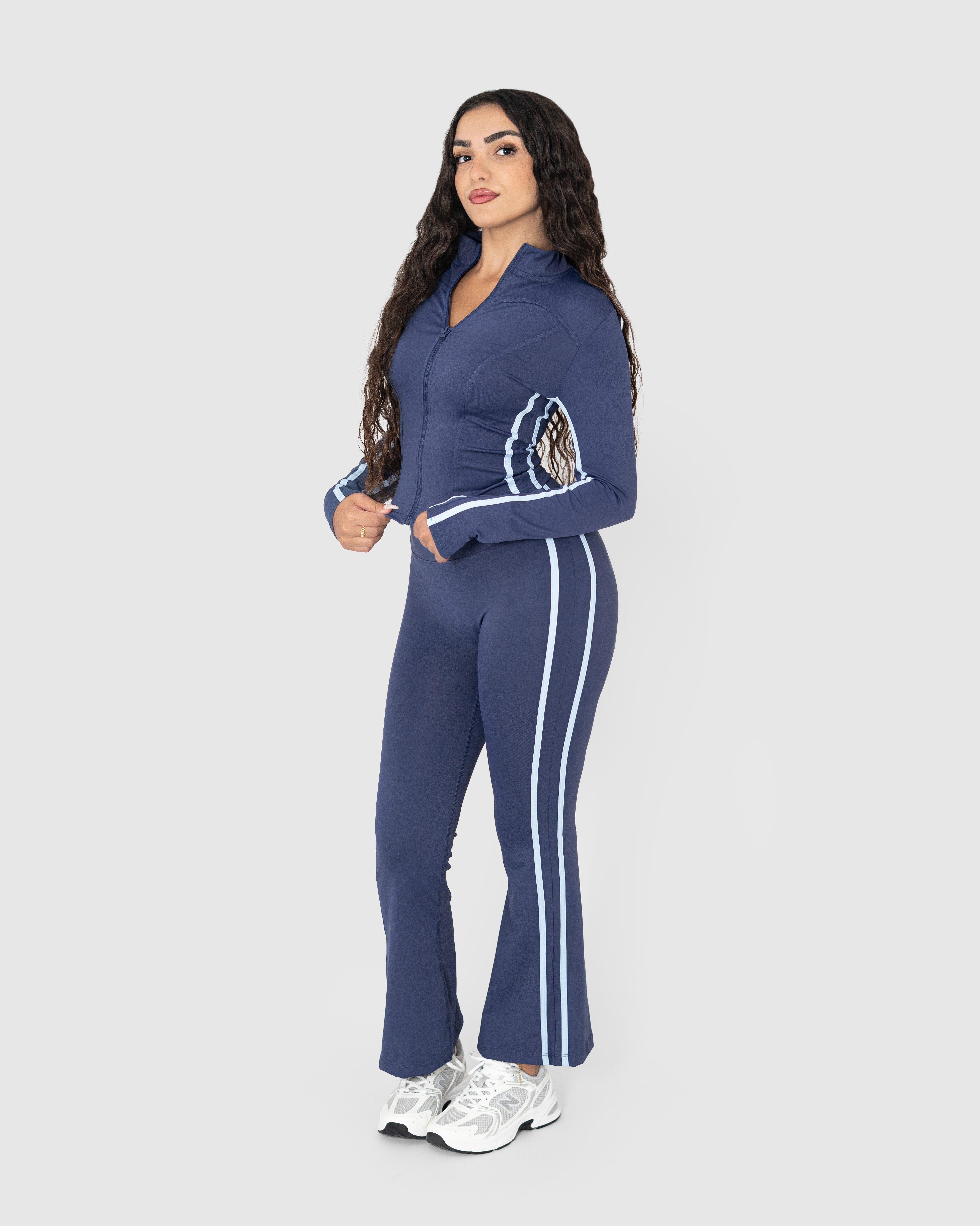 Women's Navy Full-Zip Yoga Jacket with Reflective Piping