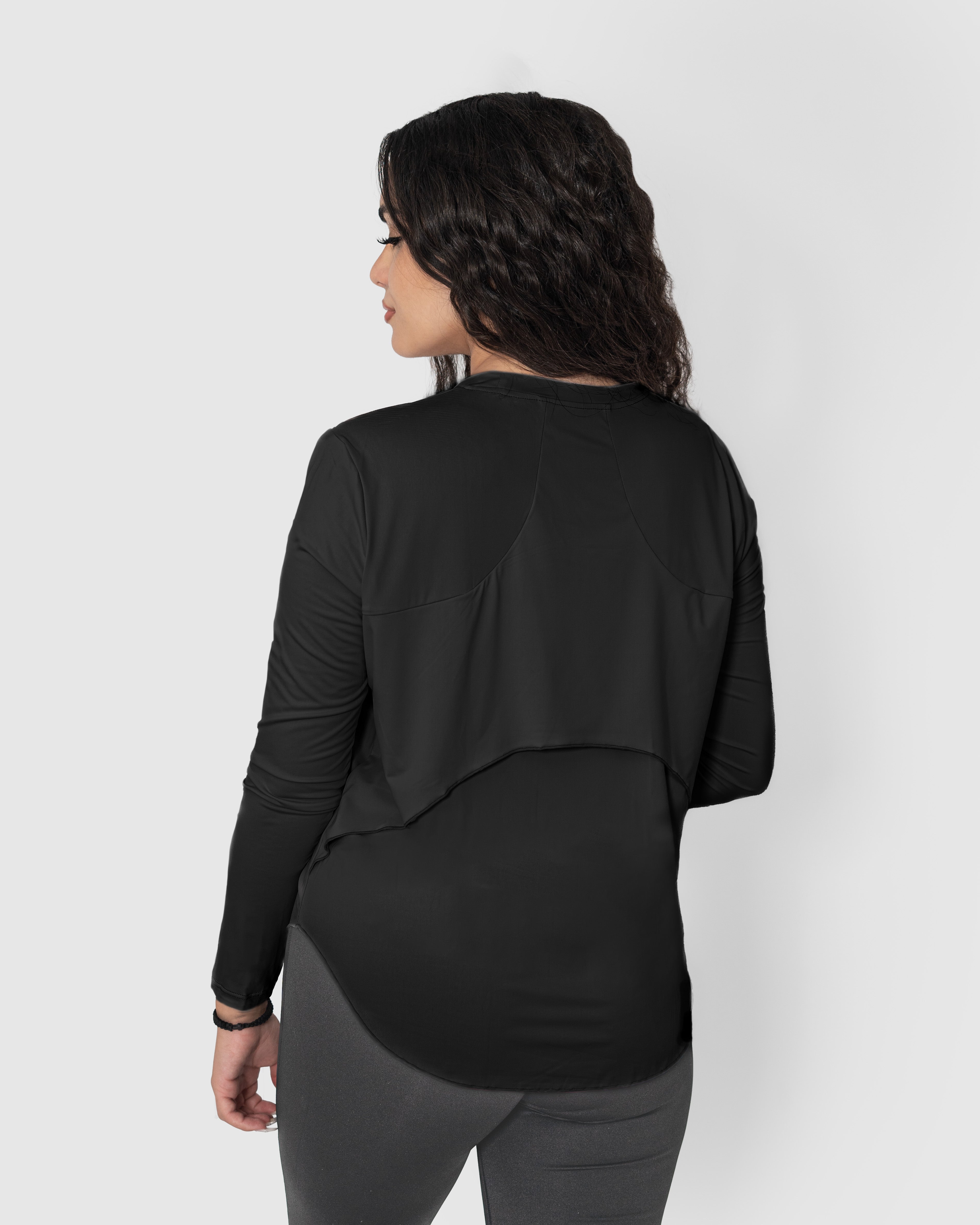 Women's Black Long Sleeve Yoga Top