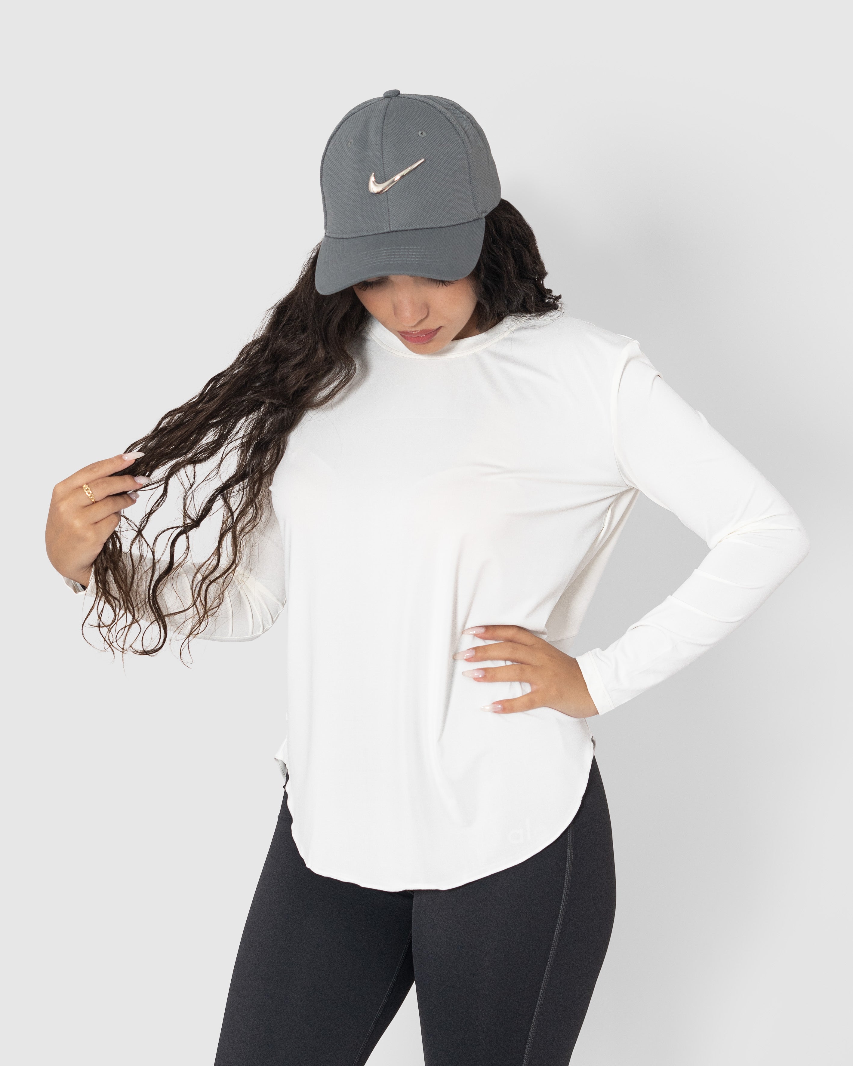 Women's White Long Sleeve Yoga Top