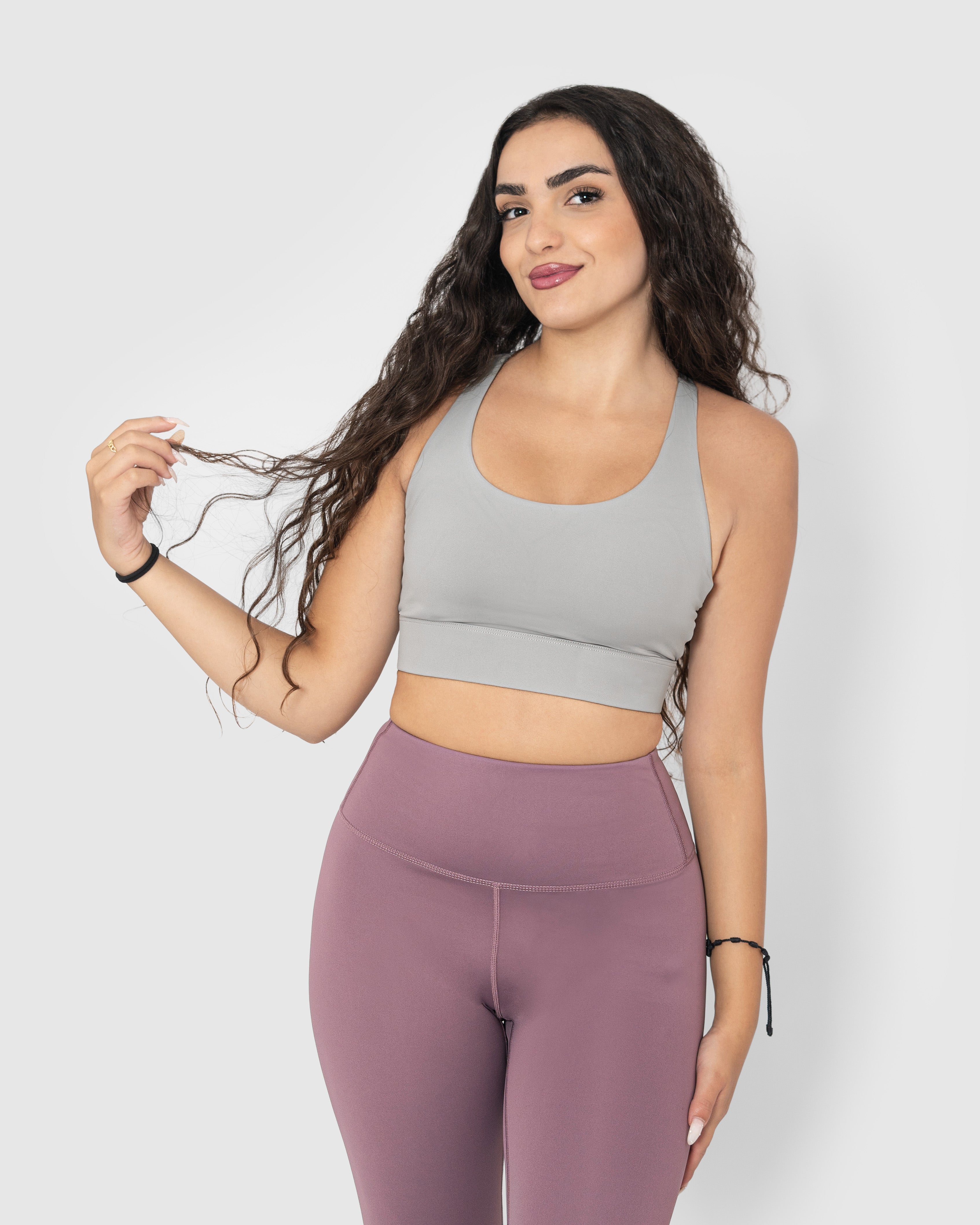 Women's Grey Strappy Sports Bra